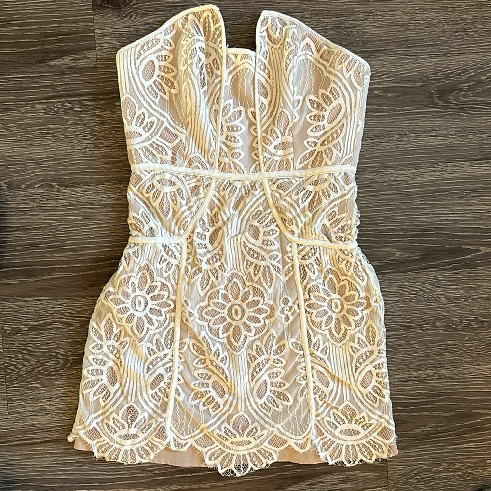 Lace white mini dress